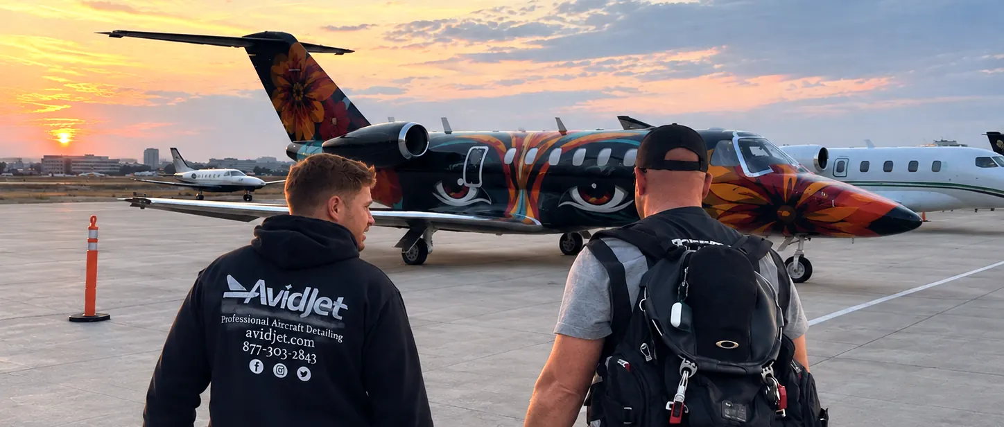 AvidJet team working together on an aircraft