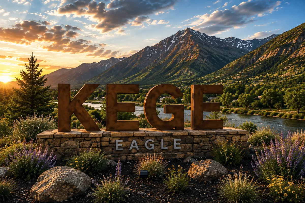 Business jet at Eagle County Regional Airport with mountains behind