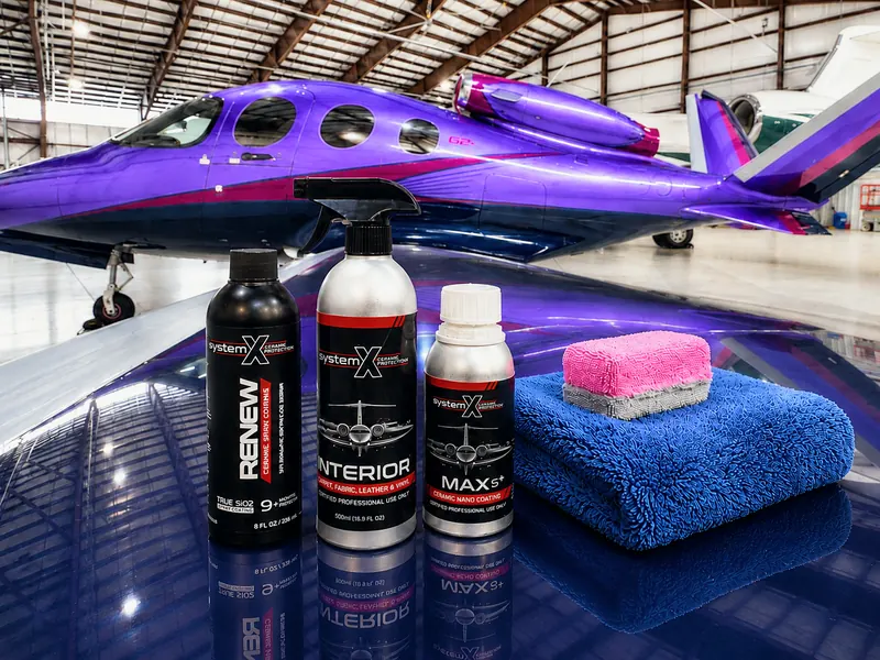 Water beading on a ceramic-coated aircraft surface